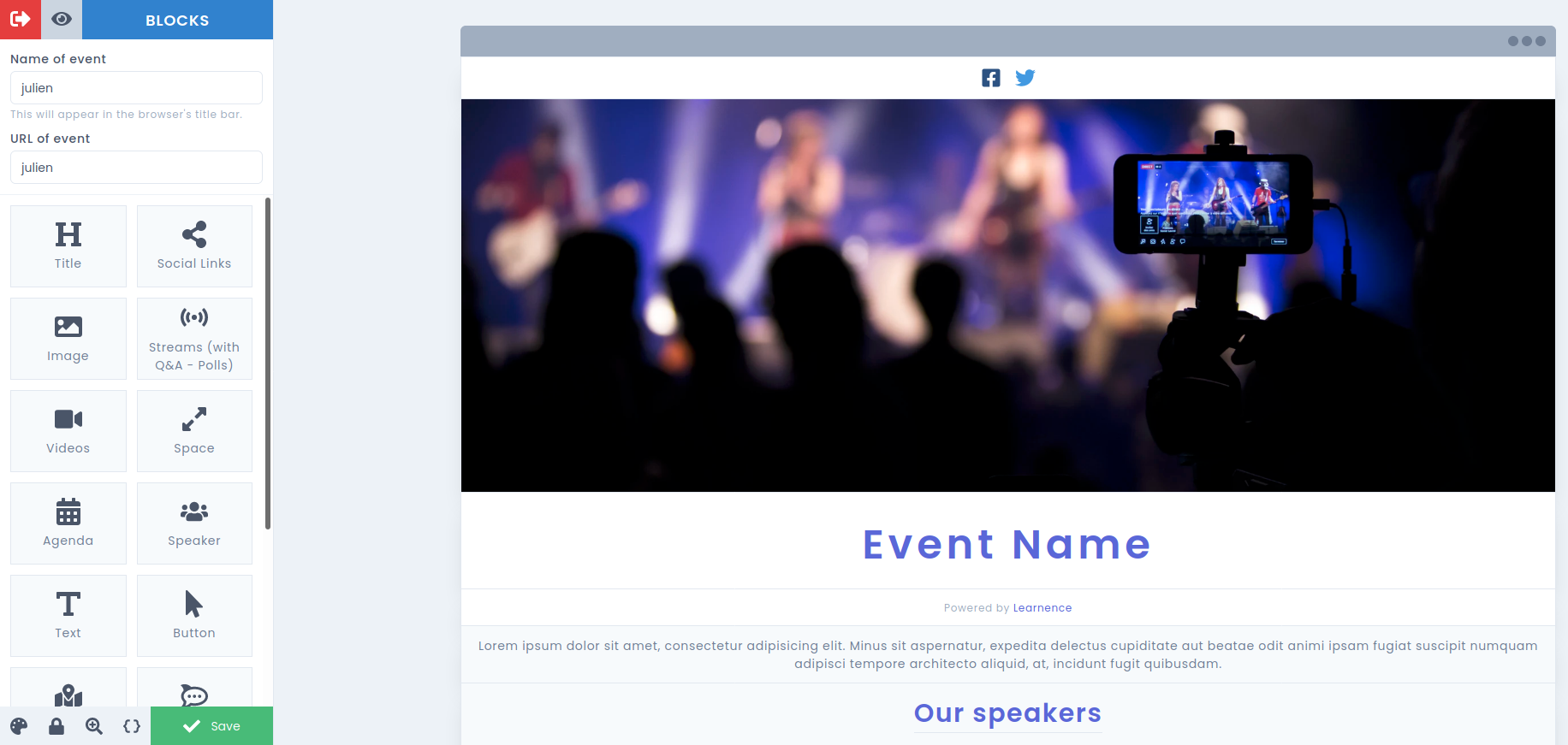 WebStudio Event Page